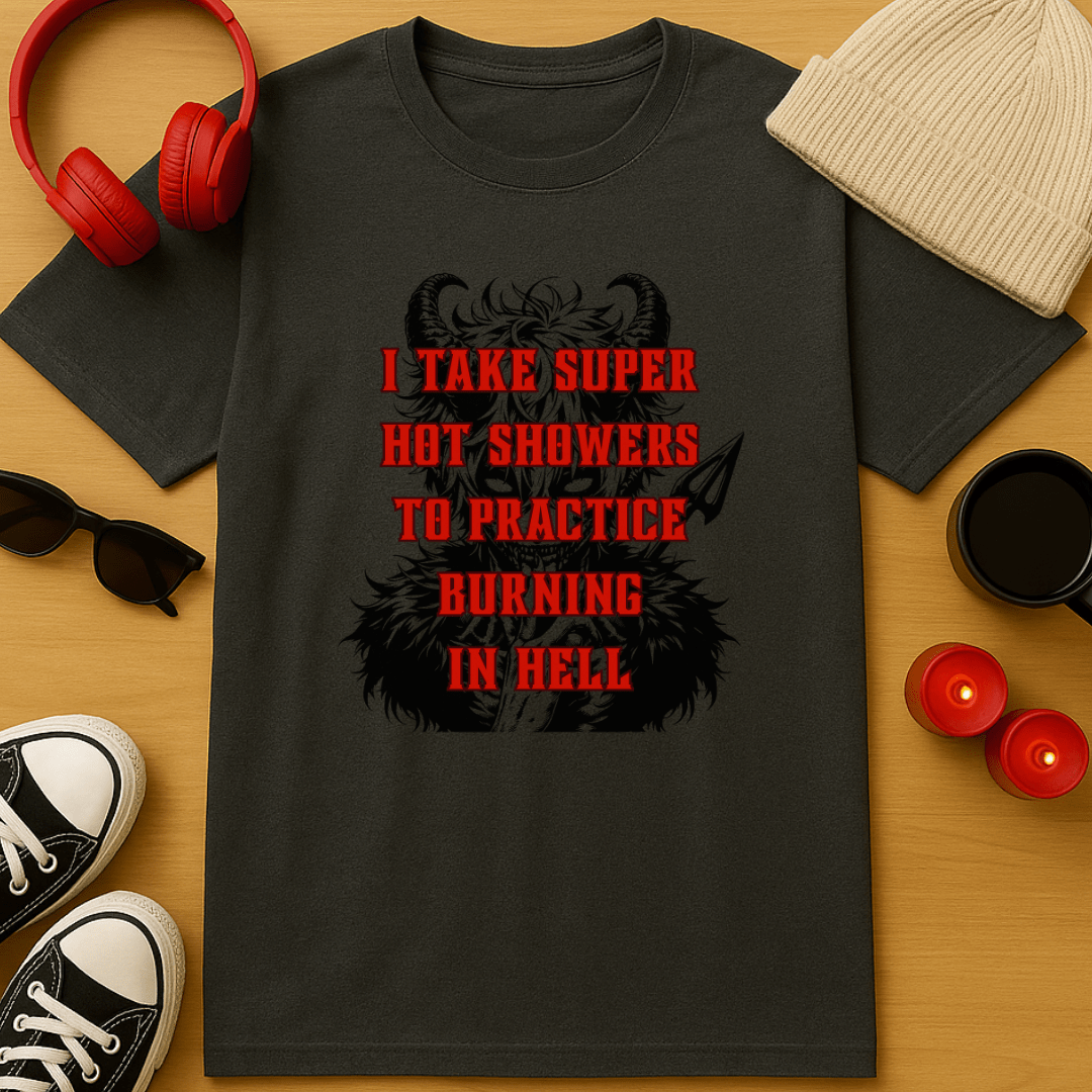 I Take Super Hot Showers To Practice Burning in Hell T-Shirt