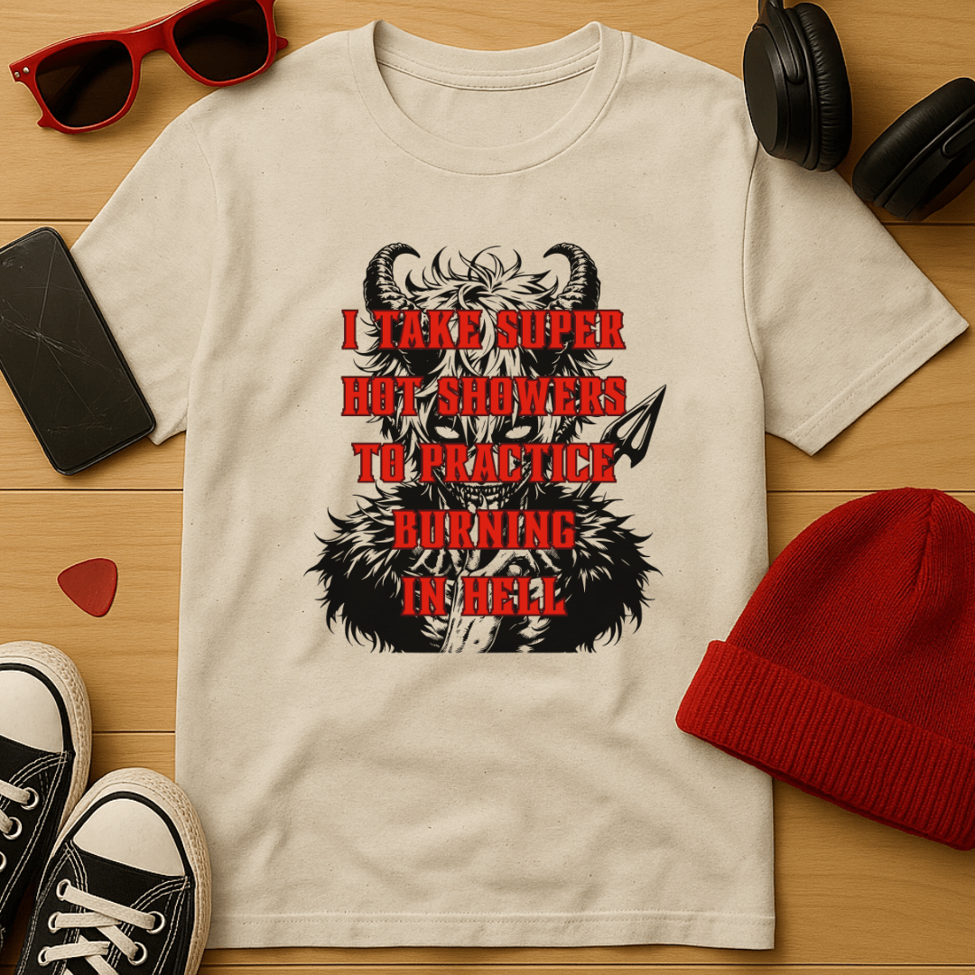 I Take Super Hot Showers To Practice Burning in Hell T-Shirt