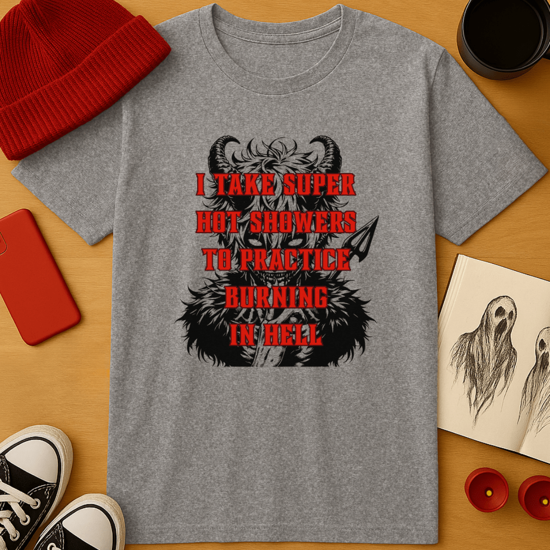 I Take Super Hot Showers To Practice Burning in Hell T-Shirt