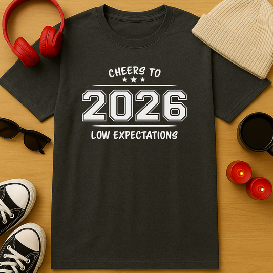 2026: Cheers to Low Expectations T-Shirt