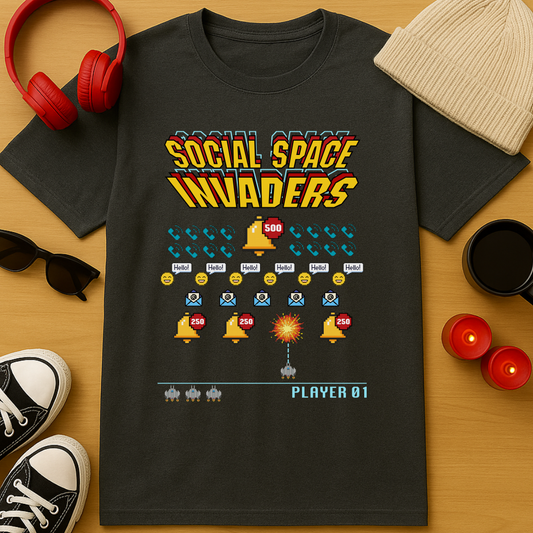 Social Space Invaders T-Shirt