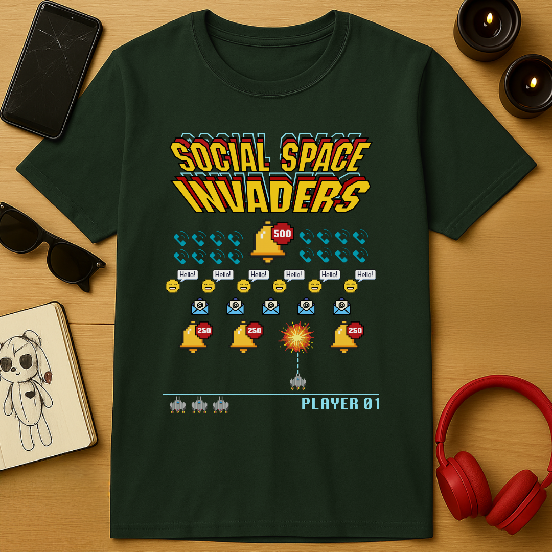 Social Space Invaders T-Shirt