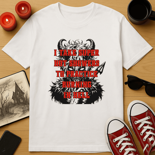 I Take Super Hot Showers To Practice Burning in Hell T-Shirt